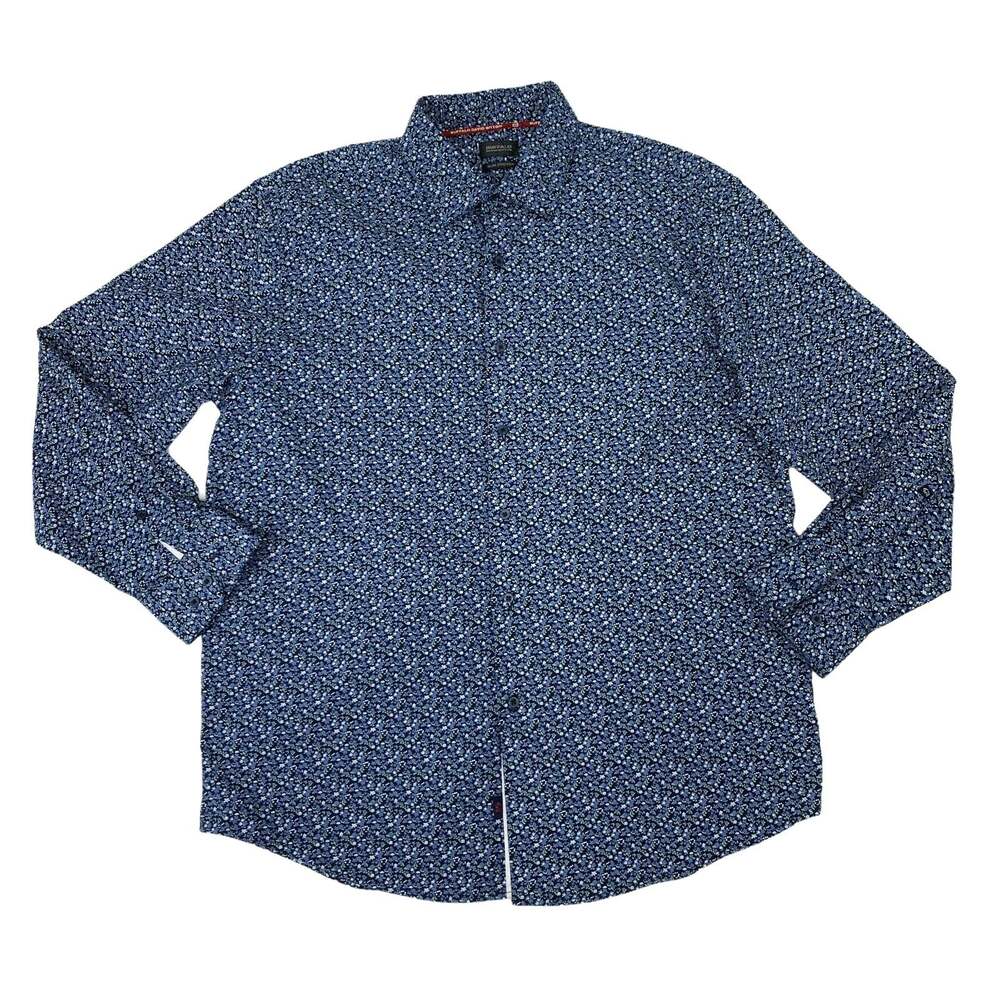 Buffalo David Bitton Shirt Mens L Large Long Sleeve Floral Slim Stretch Cotton